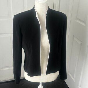 VTG 90s Jessica Howard Cropped Blazer – Black w/ White Contrast Piping, USA Sz 8